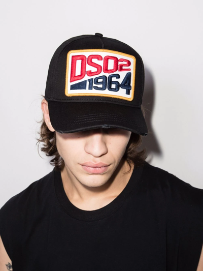 Dsquared2 Black 1964 Logo Patch Baseball Cap In Black