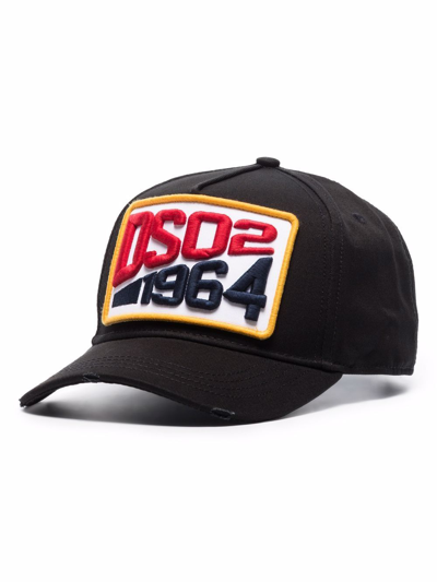 Dsquared2 Black 1964 Logo Patch Baseball Cap In Black