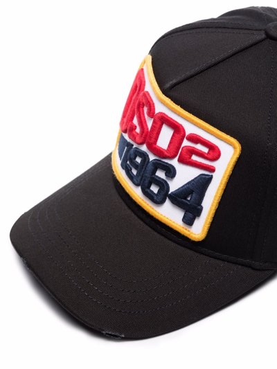 Dsquared2 Black 1964 Logo Patch Baseball Cap In Black