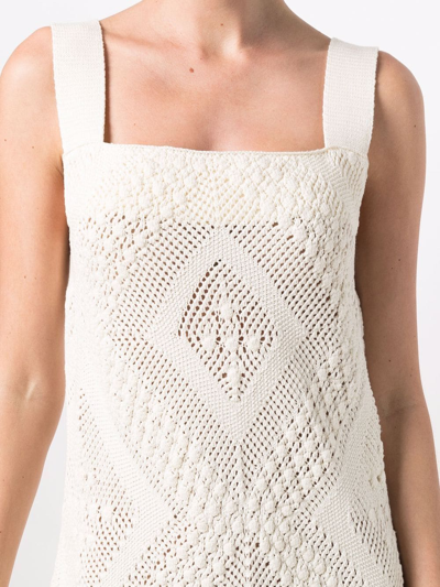 Shop Jil Sander Crochet Knit Dress In Nude