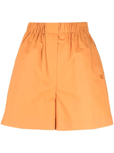 Shop Nanushka Elasticated-waist Cotton Shorts In Orange