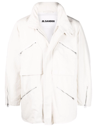 Jil Sander Multi-pocket Cotton Coat In Weiss | ModeSens