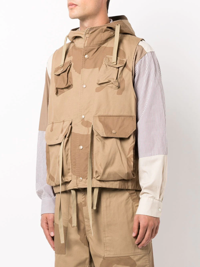 Engineered Garments Field Animal-print Gilet In Brown