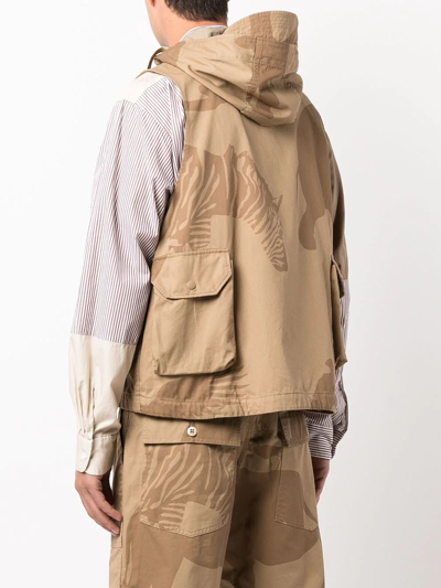 Engineered Garments Field Animal-print Gilet In Brown