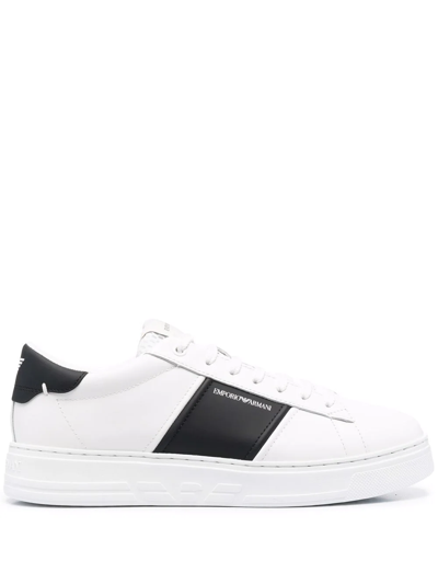 Emporio Armani White And Black Sneaker With Logo | ModeSens