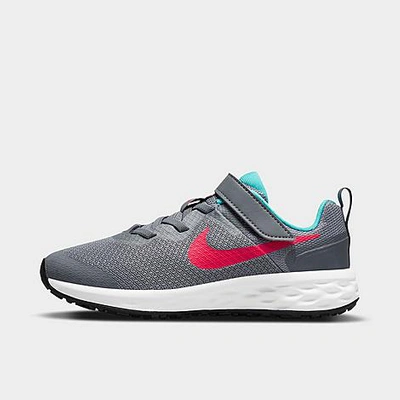 Shop Nike Little Kids' Revolution 6 Running Shoes In Smoke Grey/siren Red/washed Teal
