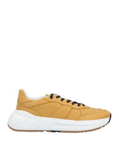 Shop Bottega Veneta Man Sneakers Ocher Size 12 Calfskin In Yellow