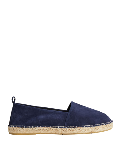 Shop 8 By Yoox Suede Leather Round Toe Espadrilles Man Espadrilles Midnight Blue Size 9 Calfskin