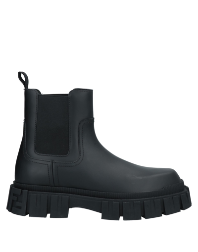 Shop Fendi Man Ankle Boots Black Size 11 Calfskin, Textile Fibers
