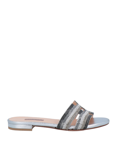 Shop Albano Woman Sandals Silver Size 7 Textile Fibers