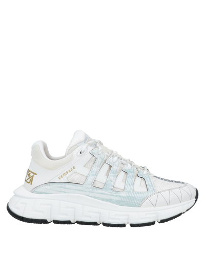 Shop Versace Man Sneakers White Size 12 Calfskin, Textile Fibers