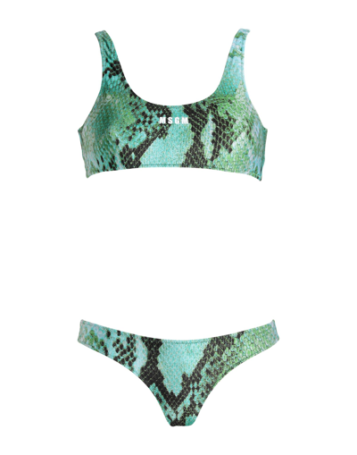 Shop Msgm Woman Bikini Green Size Xs Polyamide, Elastane