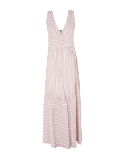 Shop 8 By Yoox Striped Viscose Sleeveless Long Dress Woman Maxi Dress Pastel Pink Size 8 Viscose, Linen
