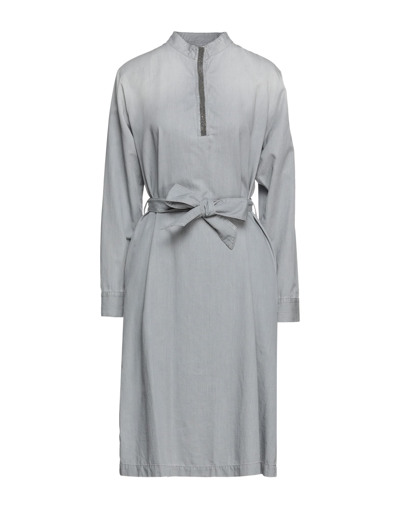 Shop Fabiana Filippi Woman Midi Dress Grey Size 12 Cotton, Cashmere, Ecobrass