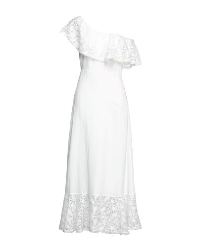Shop Gaelle Paris Gaëlle Paris Woman Maxi Dress White Size 6 Viscose, Linen, Polyester