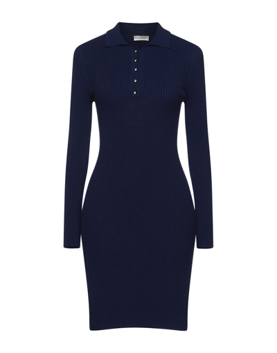 Shop Cashmere Company Woman Mini Dress Blue Size 12 Wool, Cashmere, Nylon, Elastane