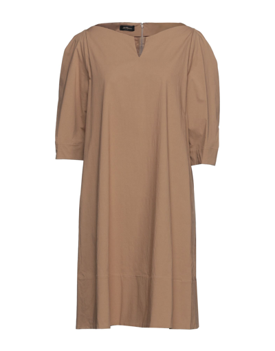 Shop Les Copains Woman Mini Dress Camel Size 10 Cotton, Elastane In Beige