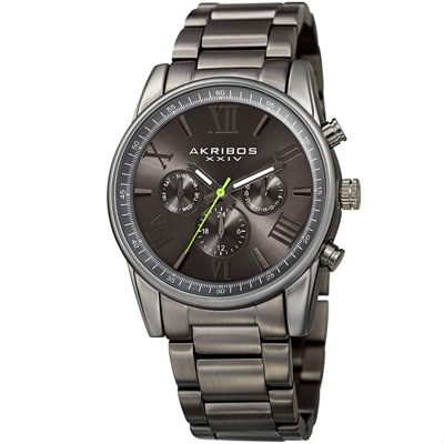 Shop Akribos Xxiv Enterprise Quartz Grey Dial Mens Watch P50153 In Black / Grey