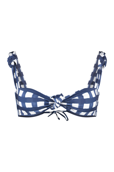 Shop Jacquemus Printed Bikini Top In Blue