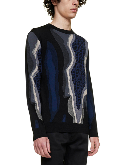 Shop Fendi Graphic Logo Printed Sweater In Moonlight