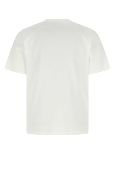 Shop Prada Logo Flocked Crewneck T-shirt In Bianco