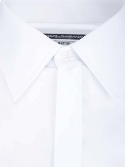 Shop Dolce & Gabbana Long Sleeved Buttoned Shirt In Bianco Ottico