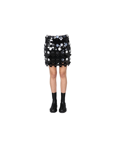 Shop Rabanne Paco  Skirt With Mirror-effect Discs In Black
