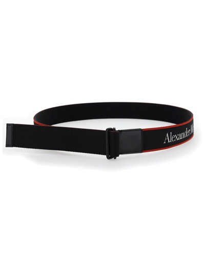 Shop Alexander Mcqueen Logo Signature Belt In Blackred