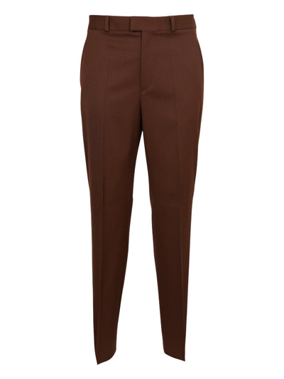 Shop Valentino Straight Leg Tailored Pants In Tabacco