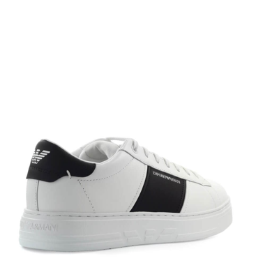 Shop Emporio Armani White And Black Sneaker With Logo In White/black