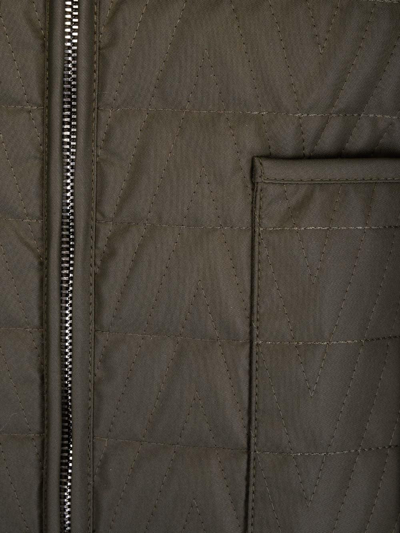 Valentino V Optical Quilted Nylon Shirt Jacket In Verde