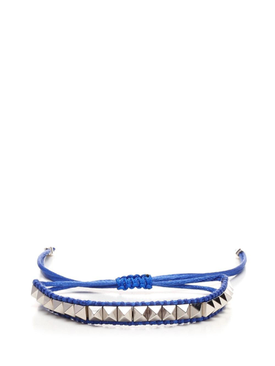 Shop Valentino Garavani Rockstud Embellished Bracelet In Ocean