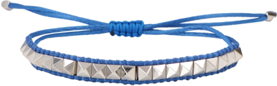 Shop Valentino Garavani Rockstud Embellished Bracelet In Ocean