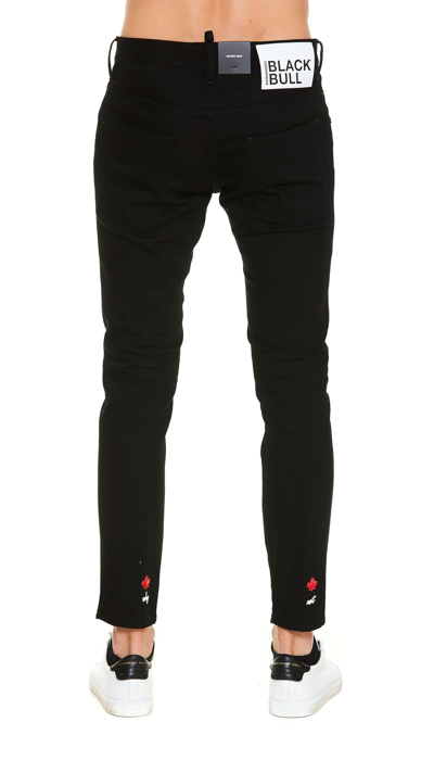 Shop Dsquared2 Low-rise Logo Detailed Skinny Jeans In Black