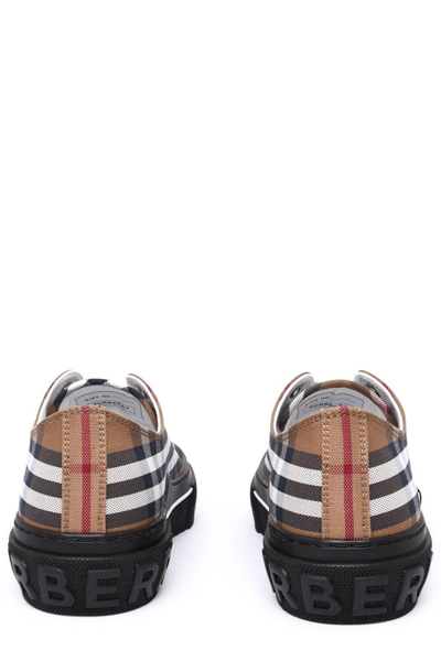 Shop Burberry Vintage Check Pattern Lace Up Sneakers In Birch Brown Ip Chk