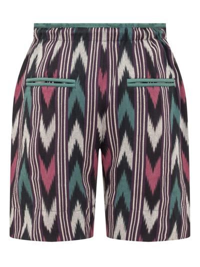 Shop Isabel Marant Lelian Striped Drawstring Shorts In Feded Night