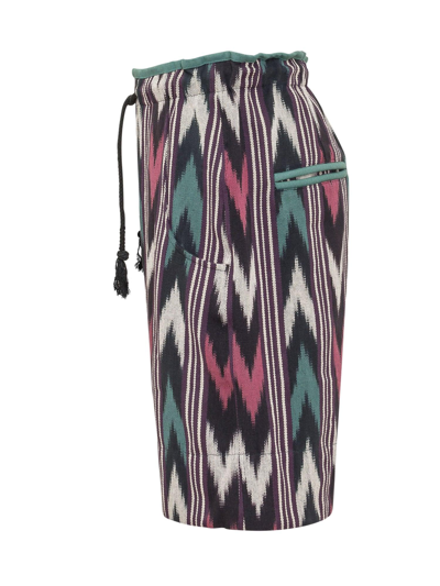 Shop Isabel Marant Lelian Striped Drawstring Shorts In Feded Night