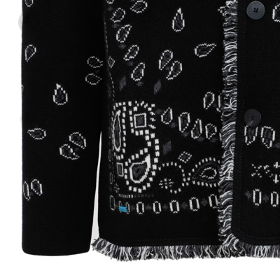 Shop Alanui Icon Jacquard V-neck Cardigan In Black