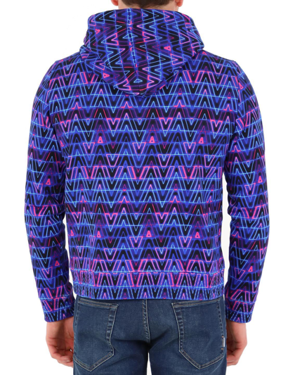 Shop Valentino Neon Optical Hoodie In Blu