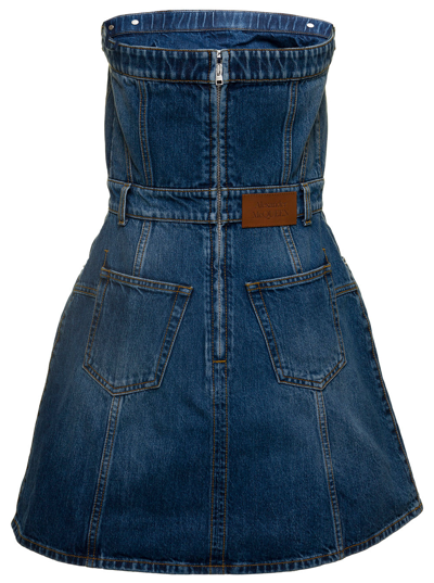 Shop Alexander Mcqueen Womens Organic Cotton Denim Sleeveless Dress In Blu