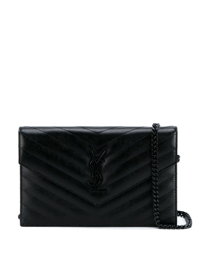 Shop Saint Laurent Wallet With Removable Chain In Black