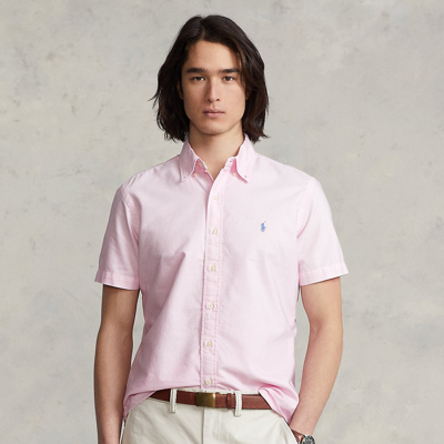 Shop Ralph Lauren Classic Fit Garment-dyed Oxford Shirt In Carmel Pink