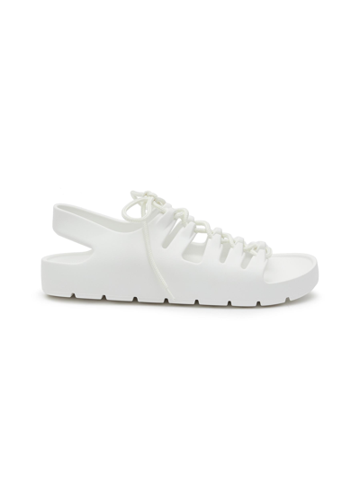 Shop Bottega Veneta Lace-up Gel Rubber Sandals In White
