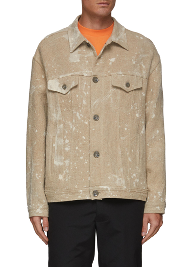 Shop Song For The Mute Splatter Print Oversized Workwear Jacket In Neutral