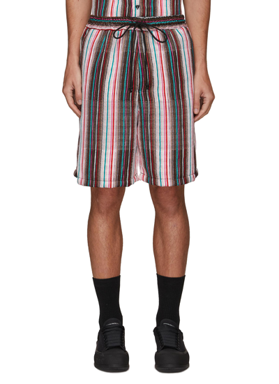 Shop Song For The Mute 'beau' Elastic Waist Stripe Jacquard Shorts In Multi-colour