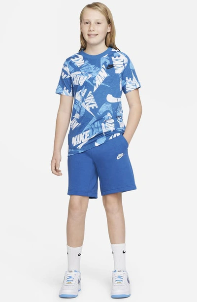 Shop Nike Sportswear Kids' Tech Fleece Sweat Shorts In Dk Marina Blue/ Light Bone