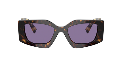 Shop Prada Woman Sunglasses Pr 15ys In Violet Mirror Internal Silver