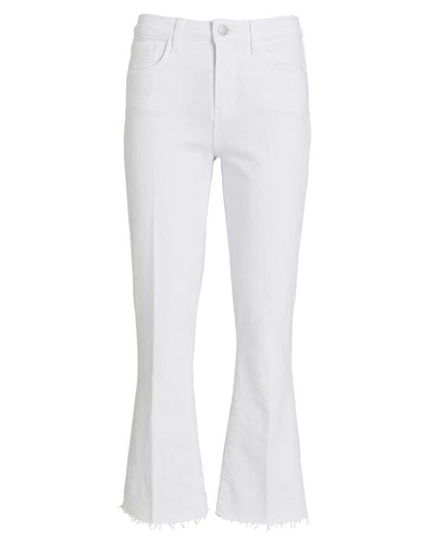 Shop L Agence Kendra High Rise Crop Flare Jeans In Blanc
