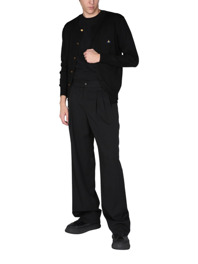 Shop Vivienne Westwood "orb" Embroidery Cardigan In Black