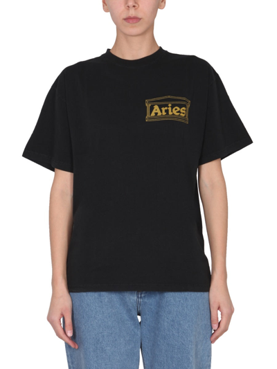 Shop Aries "temple" T-shirt Unisex In Black